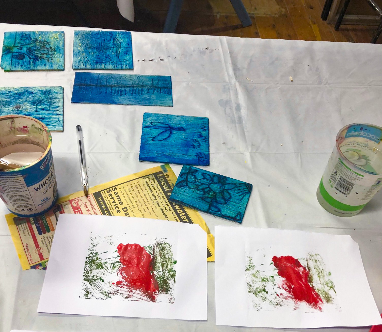 Class Image – Painting and Monoprinting - Teens Art Club