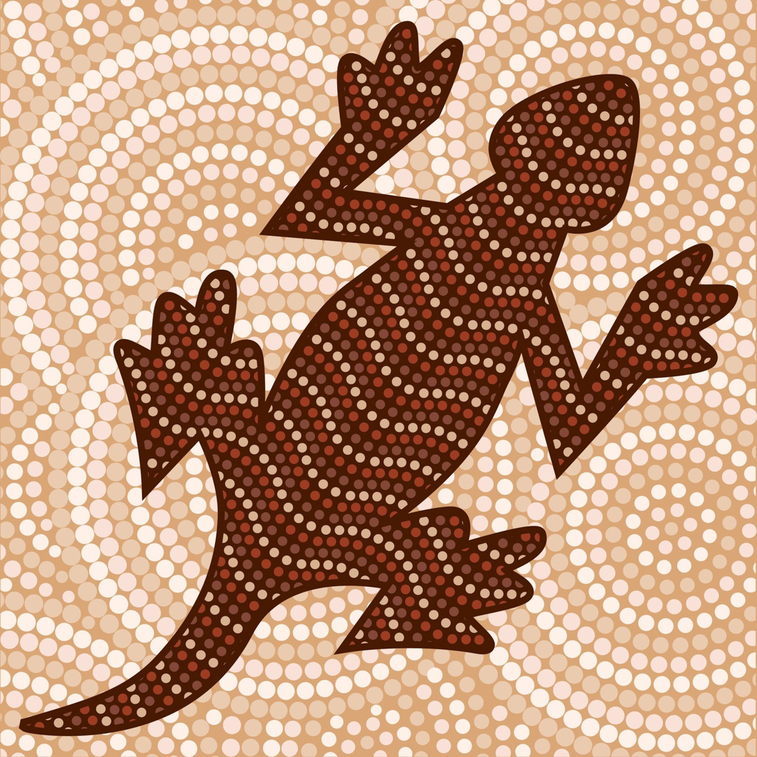 Aboriginal lizard dot painting