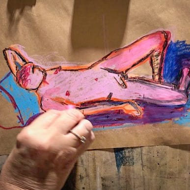 Drawing Lifeclass with the model student working