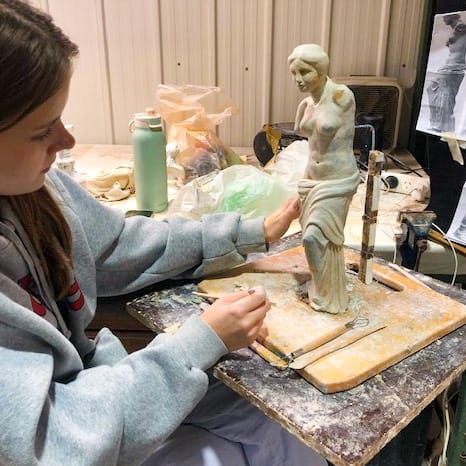 Sculpture Workshop student working